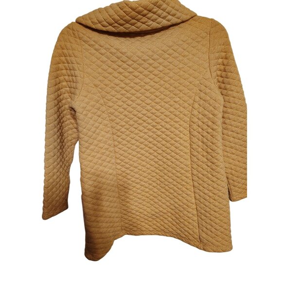 Soft Surroundings Medium Yellow Cream Quilted Cowl Neck Tunic Top 3/4 Sleeve - Picture 3 of 4